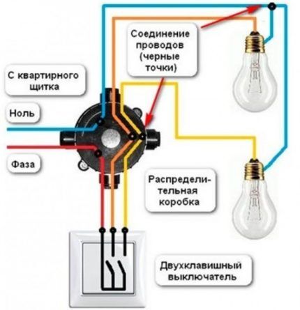 Схема подключения двухклавишного выключателя и пошаговое руководство по его установке