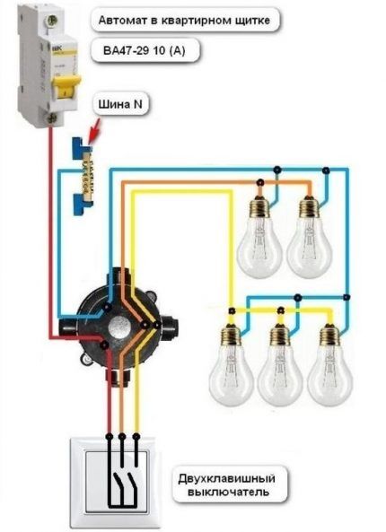 Схема подключения двухклавишного выключателя и пошаговое руководство по его установке