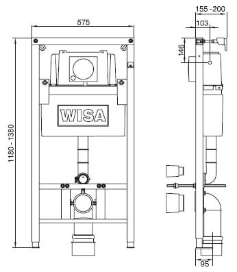 Система инсталляции для подвесного унитаза Wisa Excellent Quadro WC 1/2 арт. 8050452939