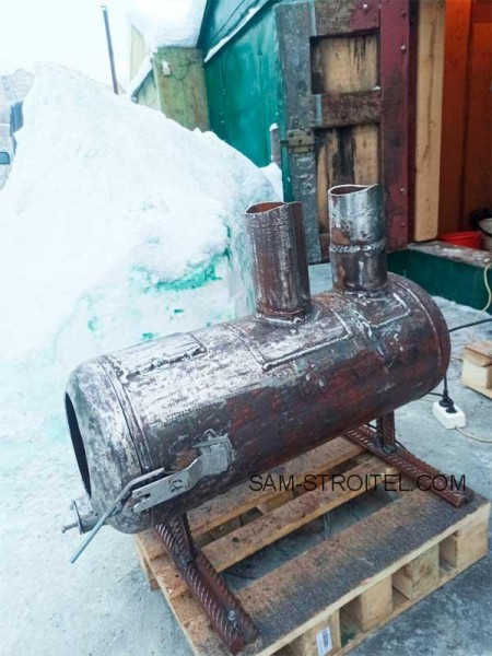 Печь из газового баллона с теплообменником (греет люто)